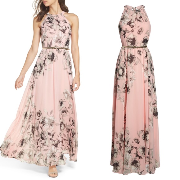 chiffon belted dress